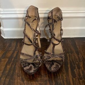 Saks Fifth Ave strappy snake heels